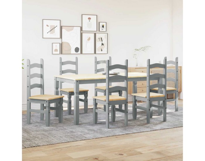 Sonata H Трапезен комплект от 7 части Panama, сив бор масив