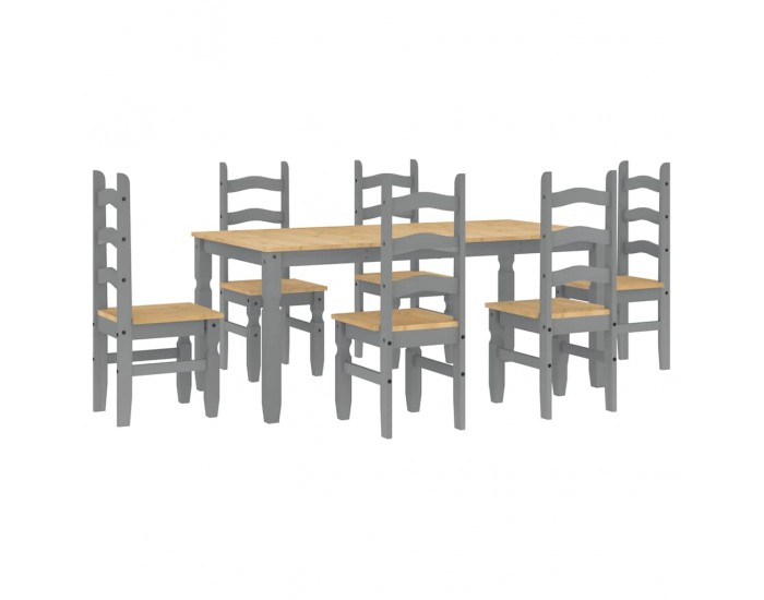 Sonata H Трапезен комплект от 7 части Panama, сив бор масив