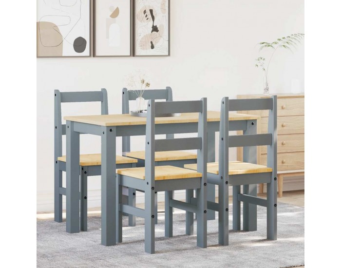 Sonata H Трапезен комплект от 5 части Panama, сив бор масив