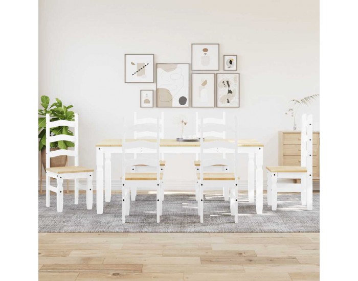 Sonata H Трапезен комплект от 7 части Panama, Бяла бор масив