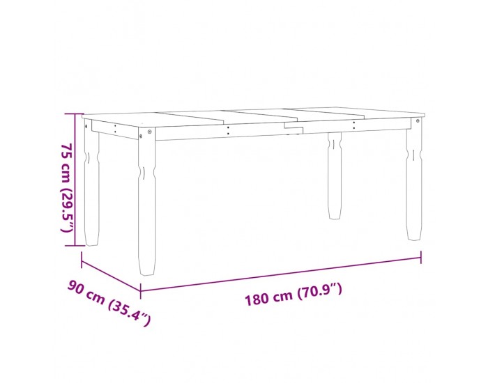Sonata H Трапезен комплект от 7 части Panama, Бяла бор масив