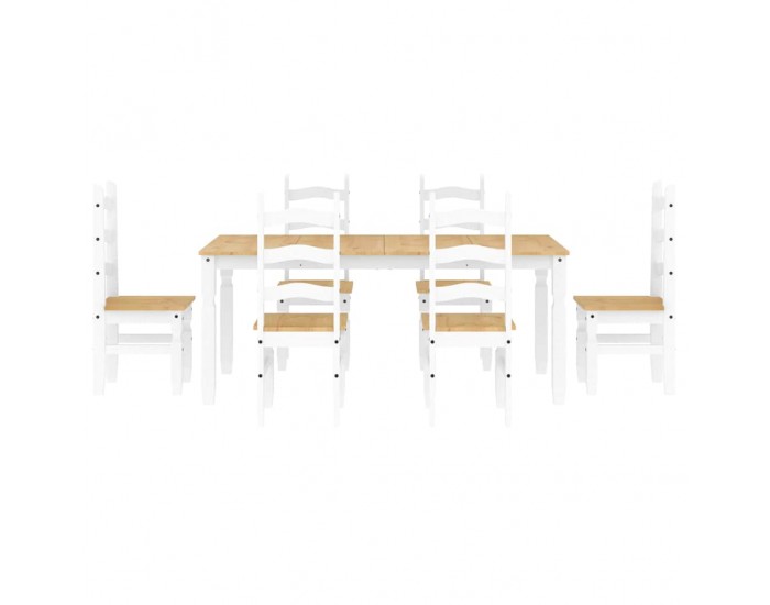 Sonata H Трапезен комплект от 7 части Panama, Бяла бор масив