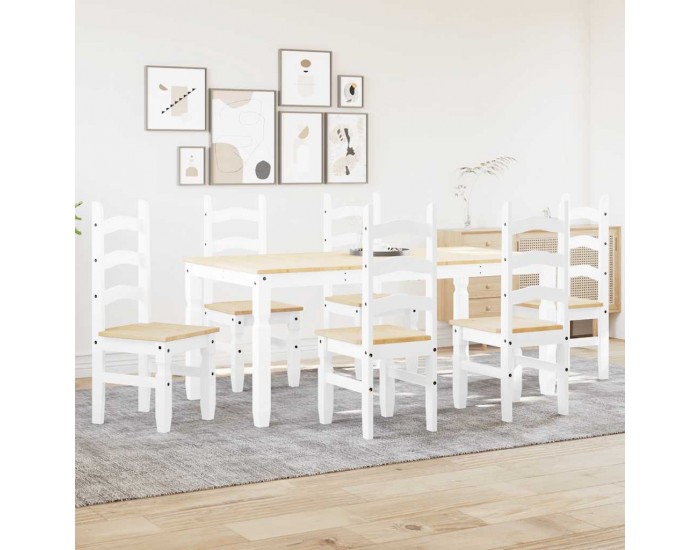 Sonata H Трапезен комплект от 7 части Panama, Бяла бор масив