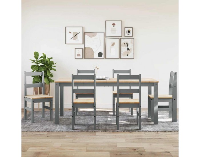 Sonata H Трапезен комплект от 7 части Panama, сив бор масив