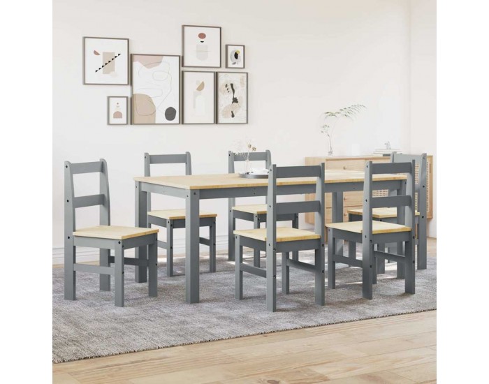 Sonata H Трапезен комплект от 7 части Panama, сив бор масив