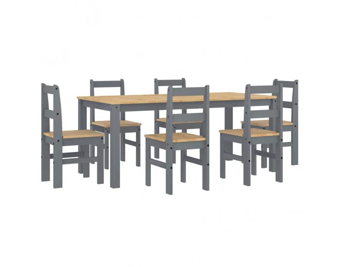 Sonata H Трапезен комплект от 7 части Panama, сив бор масив