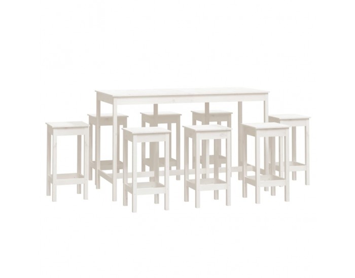 Sonata H Бар комплект от 9 части, бял, масивна борова дървесина