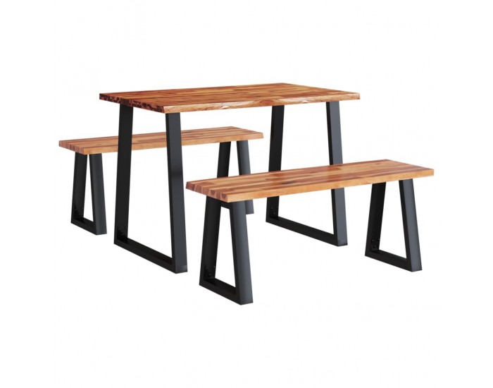 Sonata H Трапезен комплект от 3 части с жив ръб акациево дърво масив