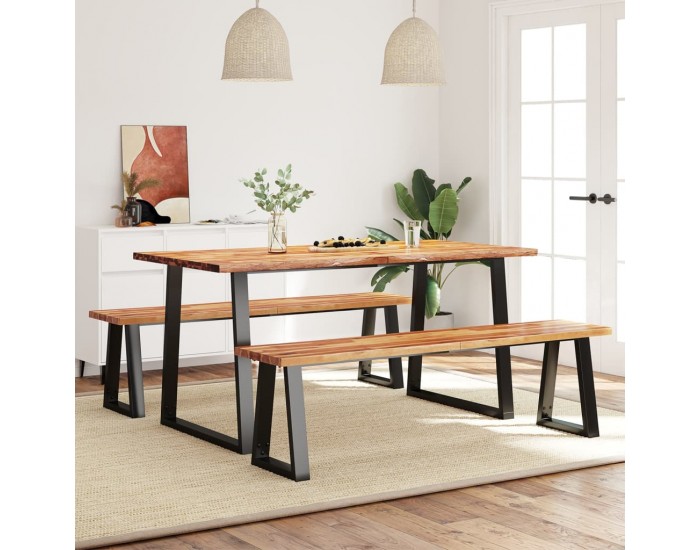 Sonata H Трапезен комплект от 3 части с жив ръб акациево дърво масив