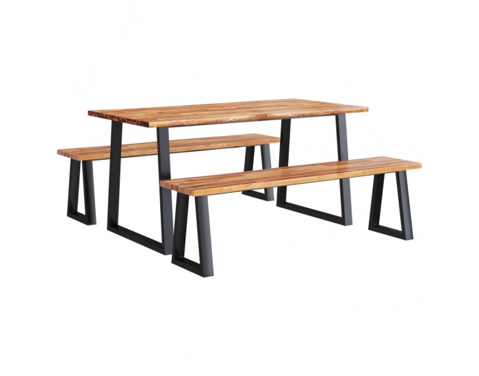 Sonata H Трапезен комплект от 3 части с жив ръб акациево дърво масив