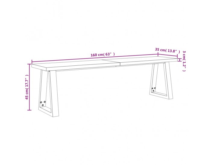 Sonata H Трапезен комплект от 3 части с жив ръб акациево дърво масив