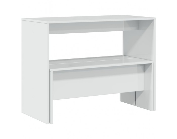 Sonata H Трапезна маса и пейки, 3 части, бял гланц, инженерно дърво