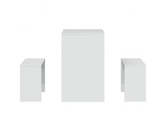 Sonata H Трапезна маса и пейки, 3 части, бял гланц, инженерно дърво