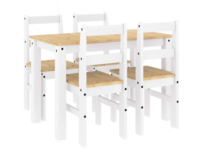 Sonata H Трапезен комплект от 5 части Panama, Бяла бор масив