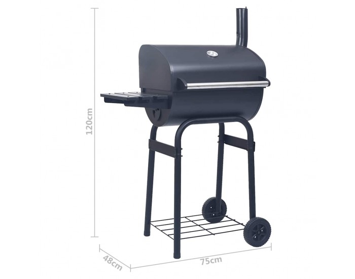 Sonata H Барбекю грил на дървени въглища с долен рафт, черно