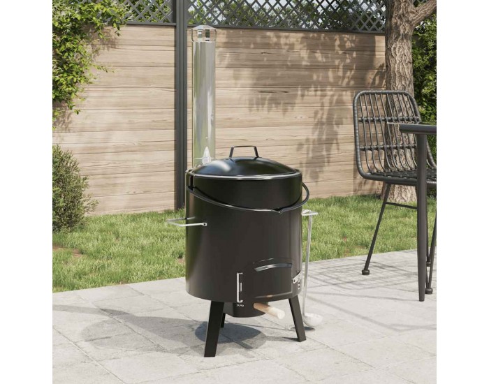 Sonata H Казан за гулаш с комин и капак, черен, емайлирана стомана