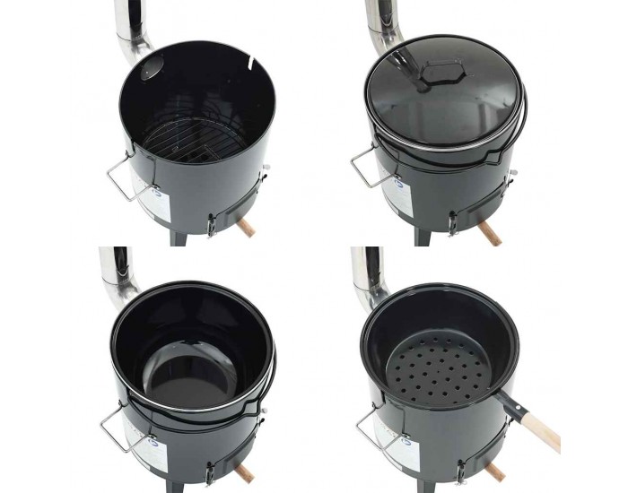 Sonata H Казан за гулаш с комин и капак, черен, емайлирана стомана