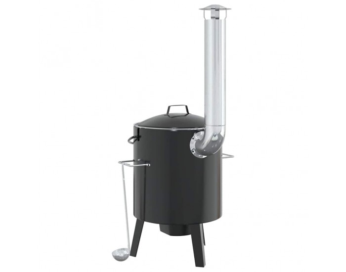 Sonata H Казан за гулаш с комин и капак, черен, емайлирана стомана