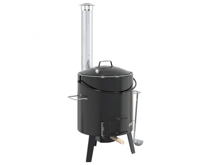 Sonata H Казан за гулаш с комин и капак, черен, емайлирана стомана