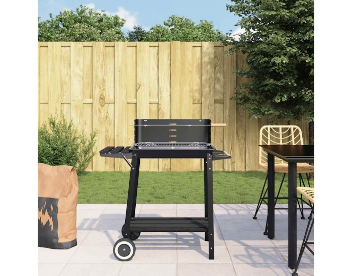 Sonata H Барбекю скара на дървени въглища с колела черно стомана