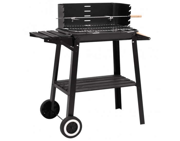 Sonata H Барбекю скара на дървени въглища с колела черно стомана
