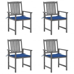 Sonata H Градински столове с възглавници, 4 бр, сиви, акация масив - Градински столове