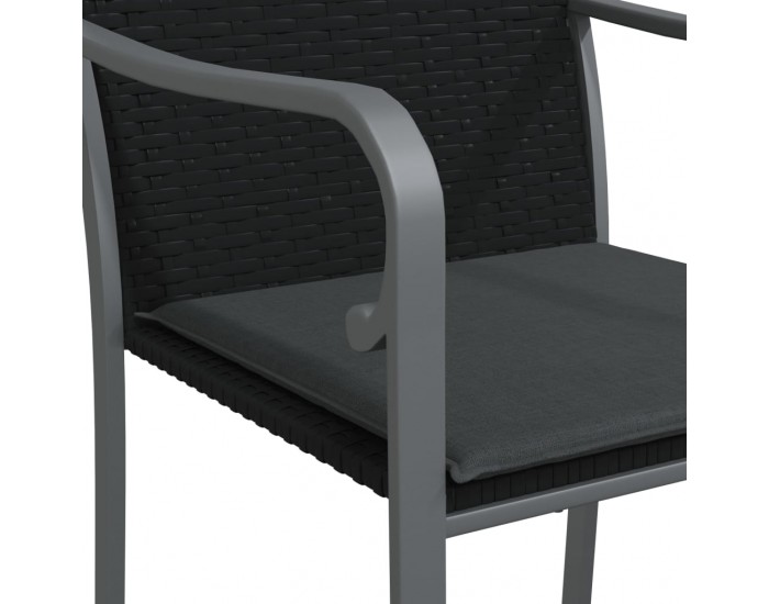 Sonata H Градински стол с възглавници 6 бр черни 56x59x84 см полиратан