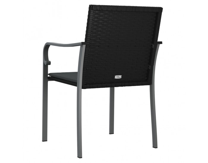 Sonata H Градински стол с възглавници 6 бр черни 56x59x84 см полиратан