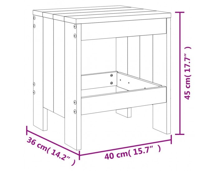Sonata H Градински табуретки 2 бр бели 40x36x45 см борово дърво масив