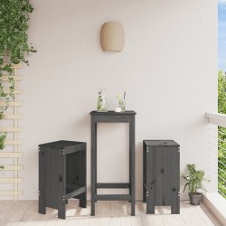 Sonata H Бар табуретки 2 бр сиви 40x36x75 см борово дърво масив - Градински столове