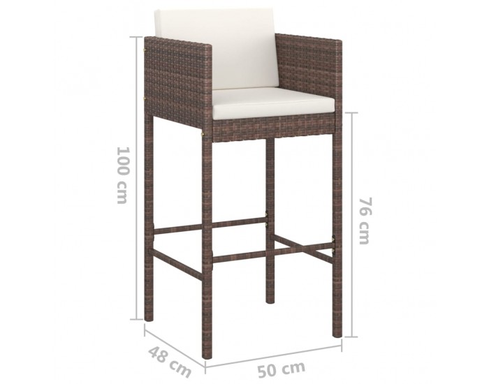 Sonata H Бар табуретки с възглавници, 4 бр, кафяв полиратан