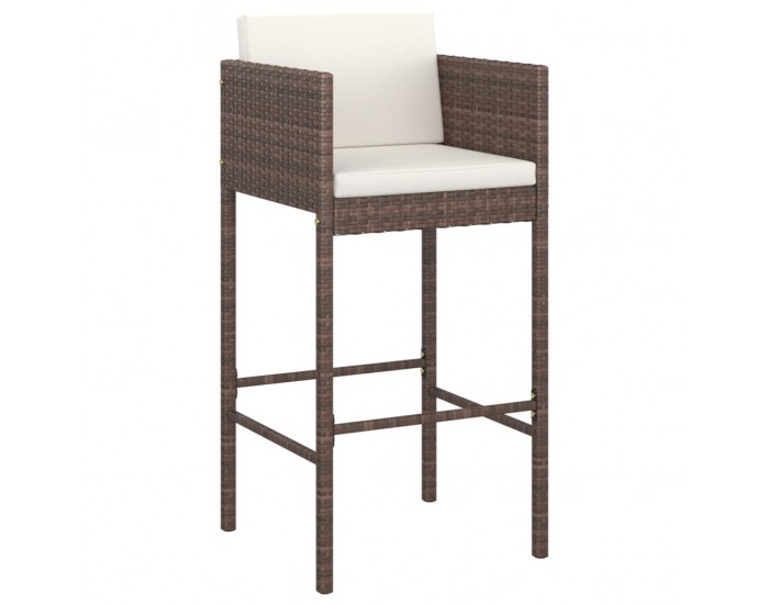 Sonata H Бар табуретки с възглавници, 4 бр, кафяв полиратан