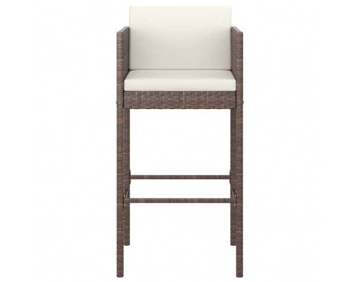 Sonata H Бар табуретки с възглавници, 4 бр, кафяв полиратан