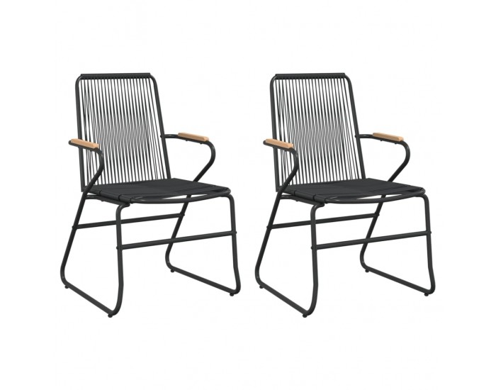 Sonata H Градински столове, 2 бр, черни, 58x59x85,5 см, PVC ратан