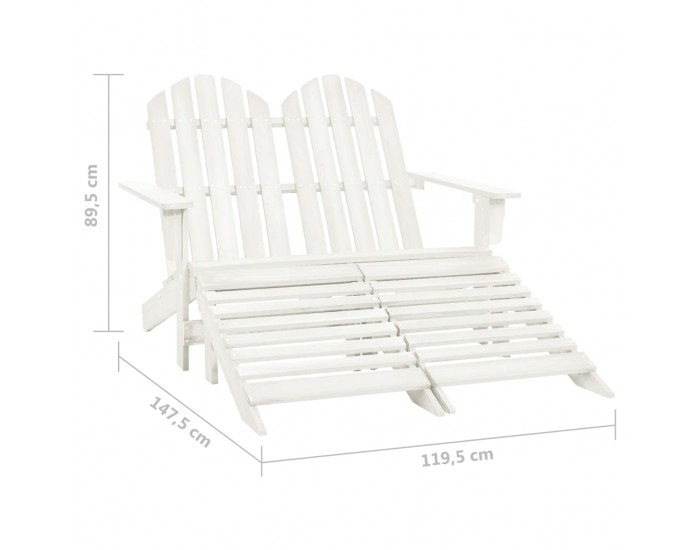 Sonata H 2-местен градински стол/табуретка Адирондак, чам, бял