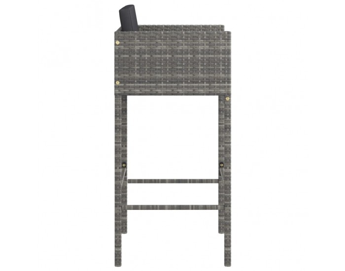 Sonata H Бар табуретки с възглавници, 2 бр, сив полиратан