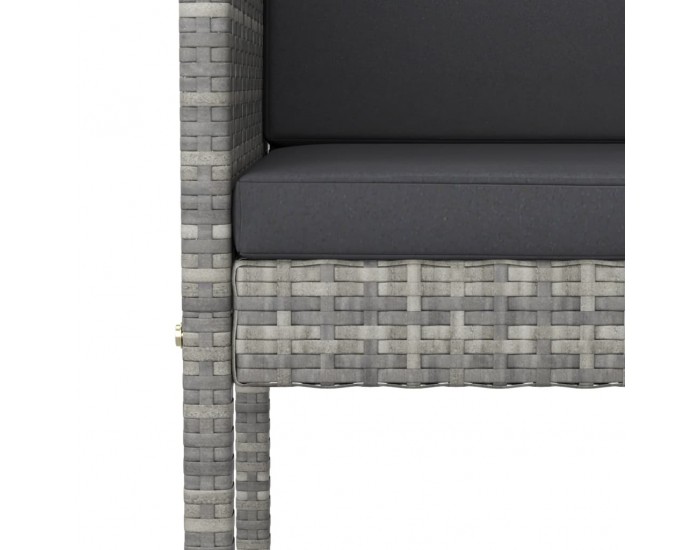 Sonata H Бар табуретки с възглавници, 2 бр, сив полиратан