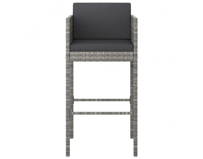 Sonata H Бар табуретки с възглавници, 2 бр, сив полиратан