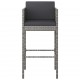 Sonata H Бар табуретки с възглавници, 2 бр, сив полиратан