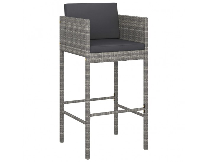 Sonata H Бар табуретки с възглавници, 2 бр, сив полиратан