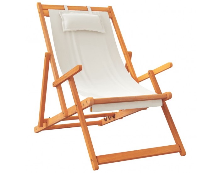 Sonata H Сгъваеми плажни столове, 2 бр, кремави, текстил