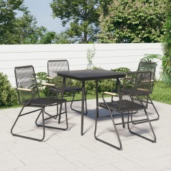 Sonata H Градински столове, 4 бр, черни, 58x59x85,5 см, PVC ратан - Градински столове