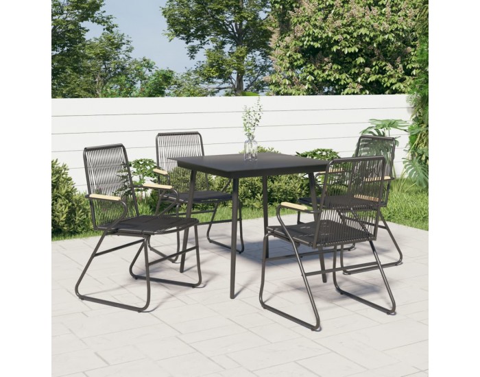 Sonata H Градински столове, 4 бр, черни, 58x59x85,5 см, PVC ратан