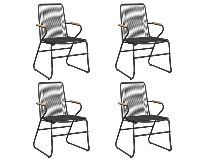 Sonata H Градински столове, 4 бр, черни, 58x59x85,5 см, PVC ратан