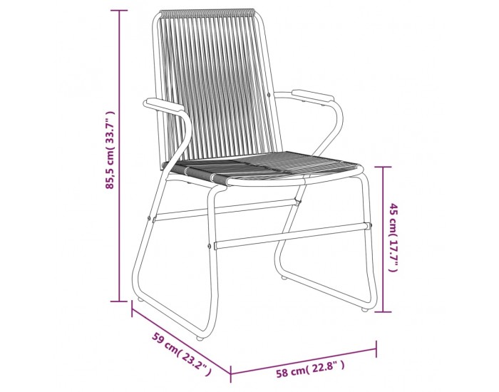 Sonata H Градински столове, 4 бр, черни, 58x59x85,5 см, PVC ратан