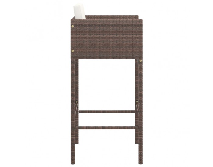 Sonata H Бар табуретки с възглавници, 2 бр, кафяв полиратан