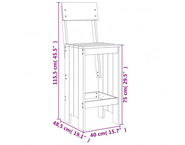 Sonata H Бар табуретки 2 бр меденокафяви 40x48,5x115,5 см бор масив Sonata H Бар табуретки 2 бр меденокафяви 40x48,5x115,5 см бор масив
