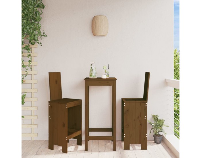 Sonata H Бар табуретки 2 бр меденокафяви 40x42x120 см бор масив