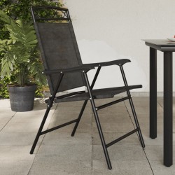Sonata H Сгъваеми градински столове 2 бр меланж сив стомана и текстилен - Градински столове
