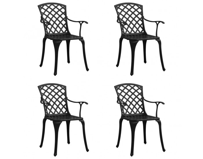 Sonata H Градински столове, 4 бр, лят алуминий, черни
